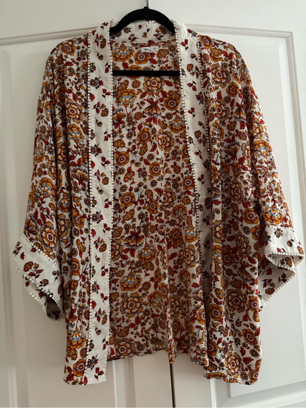 Westport Floral Open Kimono Jacket - White, Mustard & Rust